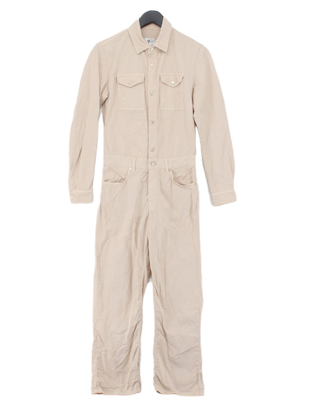 For All Mankind Women's Jumpsuit S Cream Cotton with Other