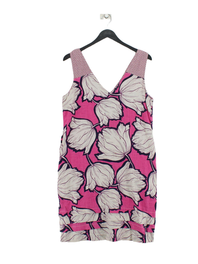 Next Women's Midi Dress UK 12 Pink Linen with Viscose