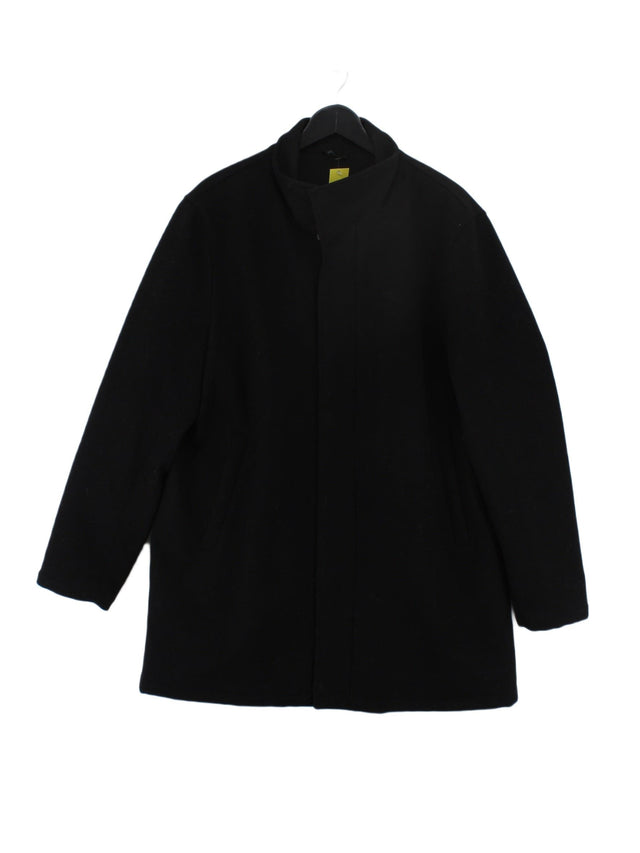 MNG Men's Coat XL Black Wool with Cotton, Polyester, Viscose