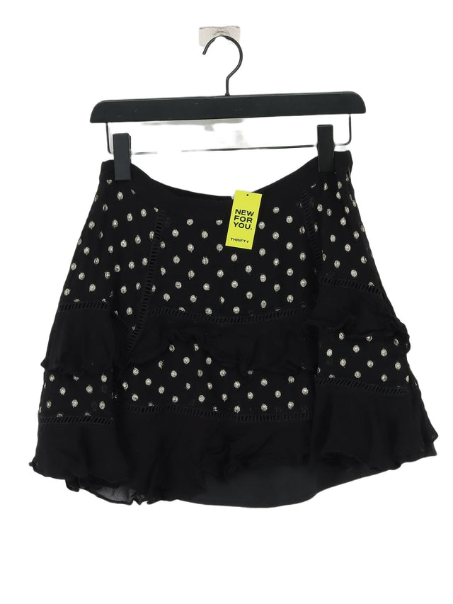 Topshop Women's Mini Skirt UK 12 Black Viscose with Other