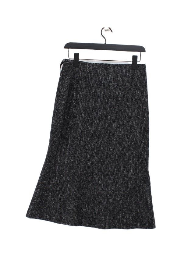 Hobbs Women's Midi Skirt UK 12 Grey Wool with Nylon, Polyester