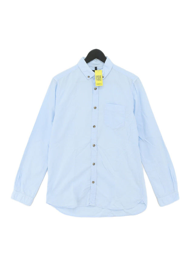 River Island Men's Shirt S Blue 100% Cotton