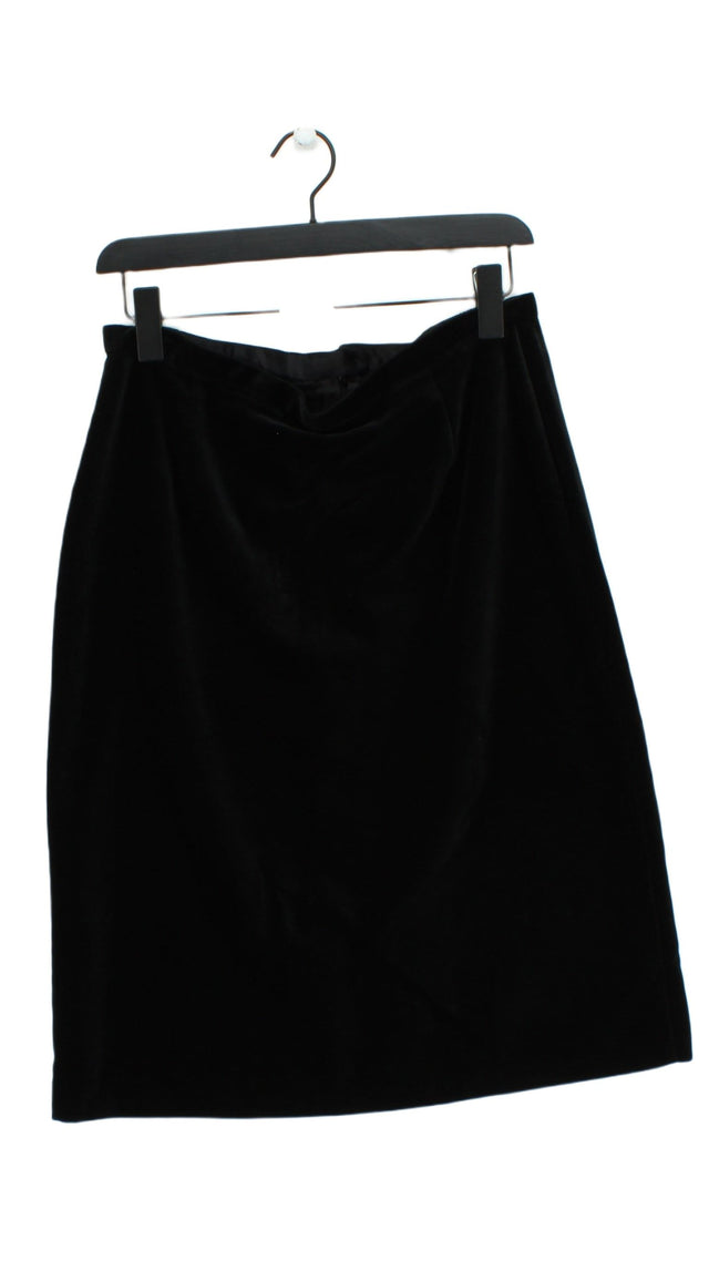 Laura Ashley Women's Midi Skirt UK 16 Black Cotton with Lyocell Modal