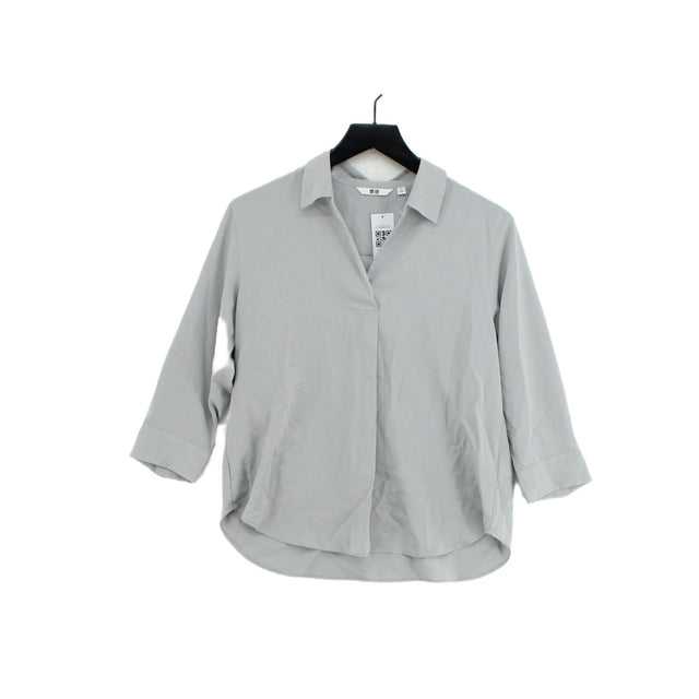 Uniqlo Women's Blouse S Grey Viscose with Polyester