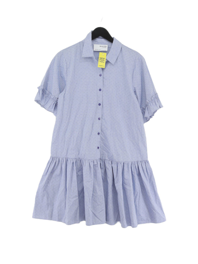 Selected Femme Women's Midi Dress UK 10 Blue 100% Cotton