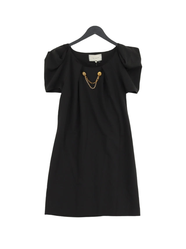 River Island Women's Midi Dress UK 10 Black Polyester with Elastane, Viscose