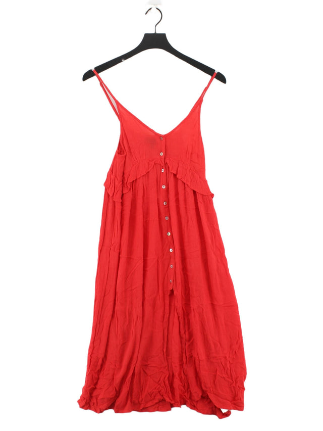 Topshop Women's Midi Dress M Red 100% Polyester