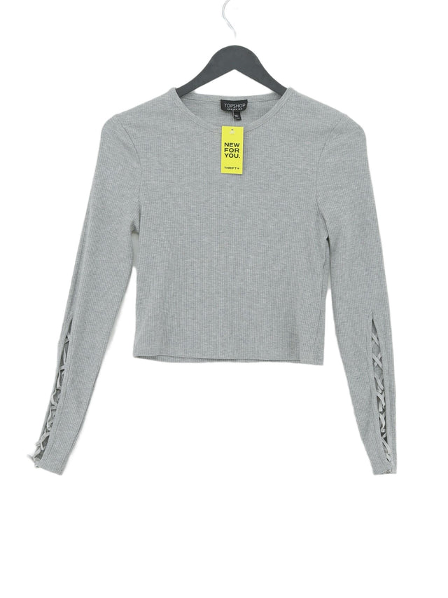 Topshop Women's Top UK 12 Grey Polyester with Cotton