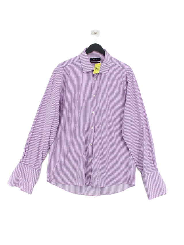 Dehavilland Men's Shirt Chest: 42 in Purple Cotton with Polyester