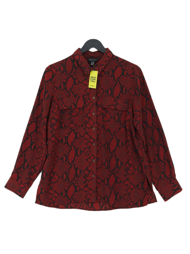 New Look Women's Shirt UK 10 Red 100% Polyester
