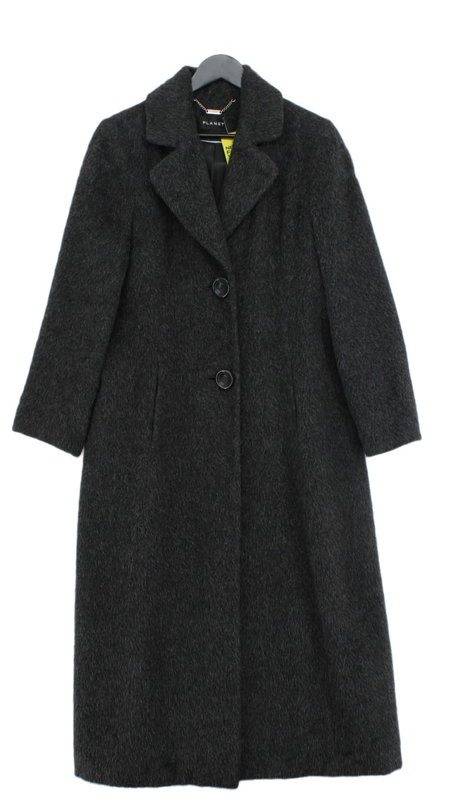 Planet Women's Coat UK 16 Grey Wool with Animal Fur, Polyester