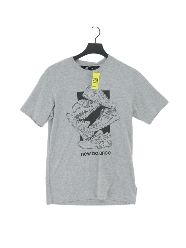 New Balance Women's T-Shirt S Grey Cotton with Other, Polyester