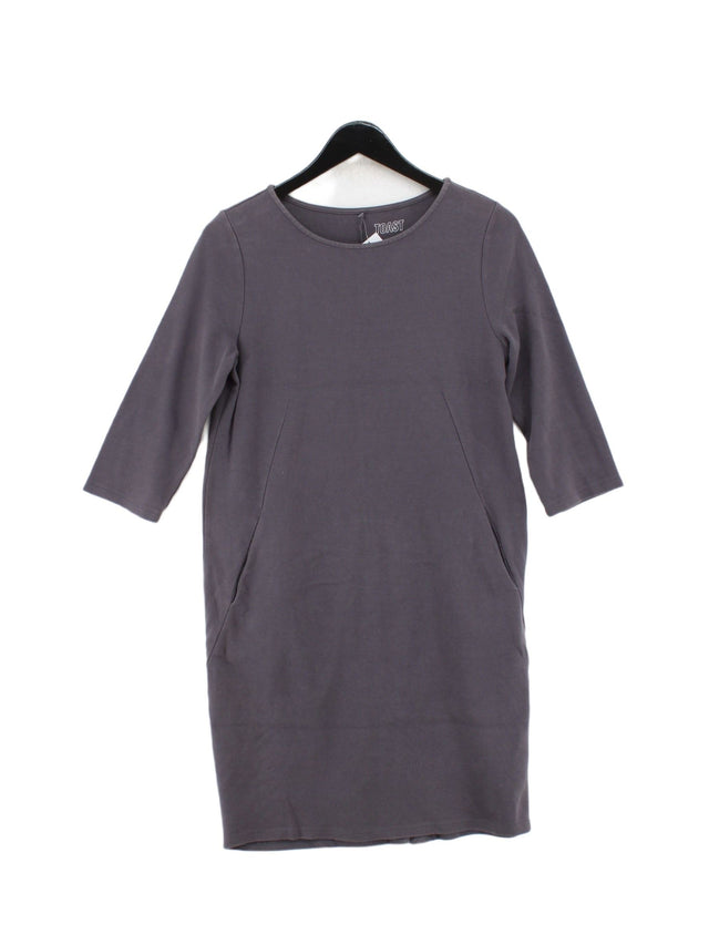 Toast Women's Midi Dress UK 10 Grey 100% Cotton