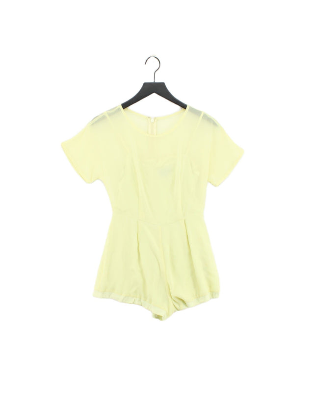 Topshop Women's Playsuit UK 8 Yellow Viscose with Polyester