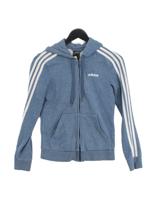 Adidas Women's Hoodie XS Blue Cotton with Polyester