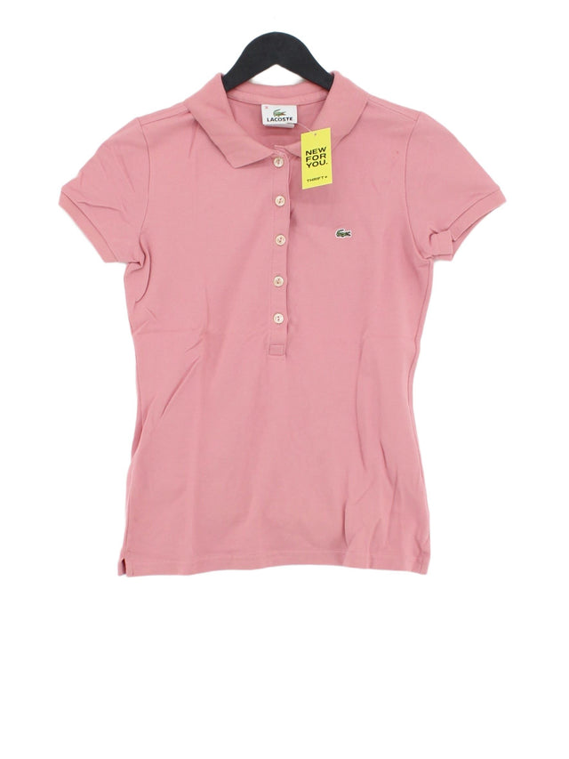 Lacoste Women's Polo UK 8 Pink Cotton with Elastane