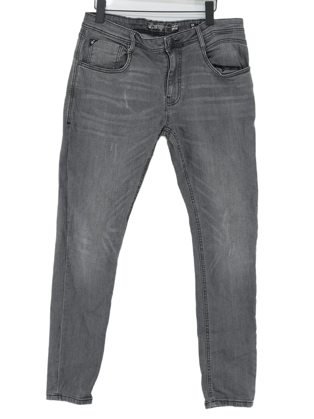 Duck And Cover Men's Jeans W 34 in Grey Cotton with Elastane