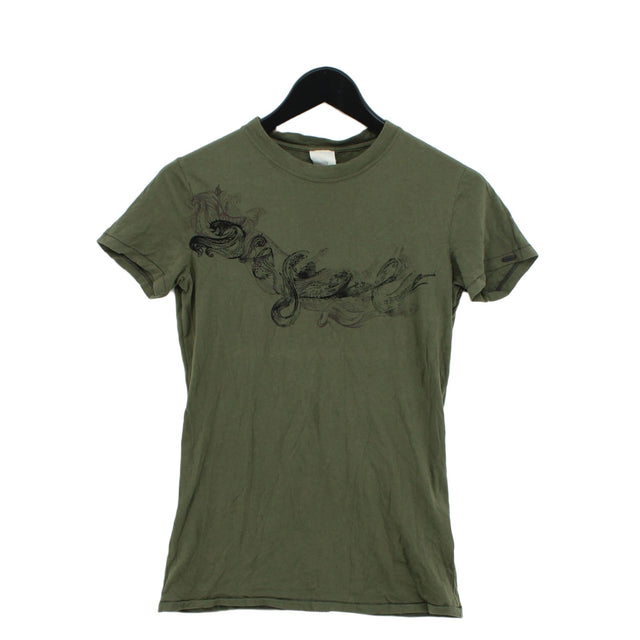 Diesel Women's T-Shirt S Green 100% Cotton