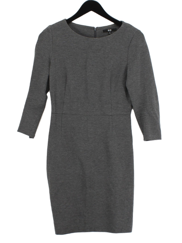 Uniqlo Women's Midi Dress S Grey Viscose with Elastane, Polyamide