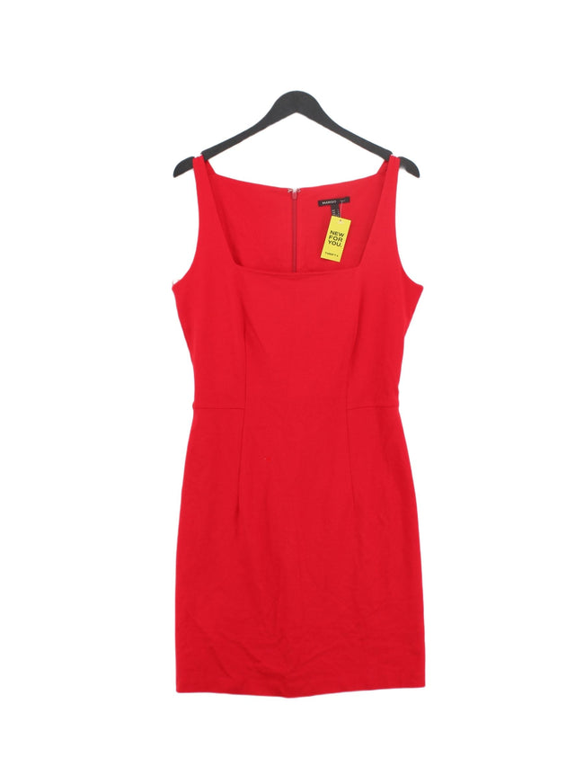 Mango Women's Midi Dress L Red Viscose with Elastane, Polyamide