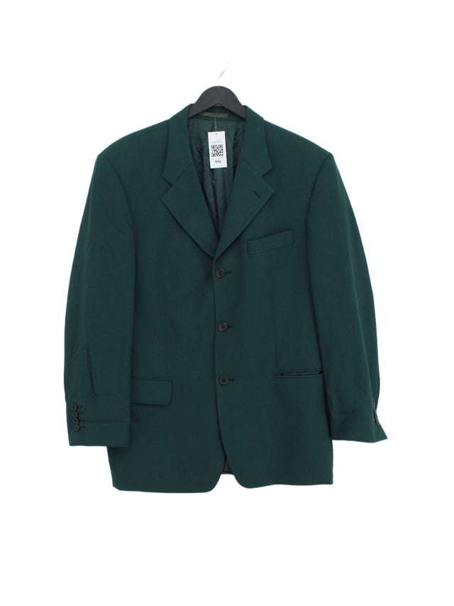 Woolmark Men's Blazer S Green Wool with Viscose