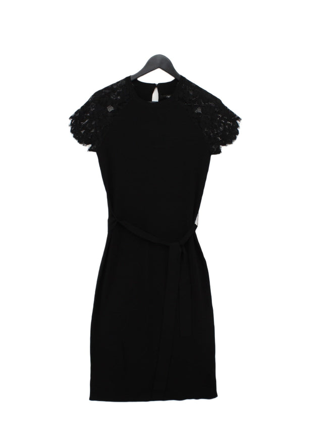 Next Women's Midi Dress UK 10 Black Viscose with Cotton, Nylon