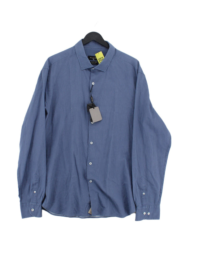 Massimo Dutti Men's Shirt XXL Blue 100% Cotton