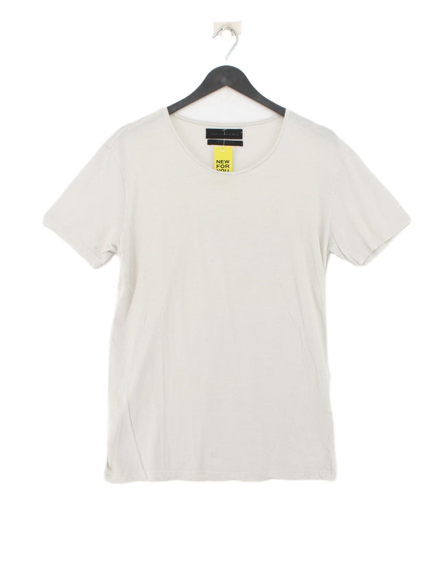 Zara Women's T-Shirt L Cream 100% Cotton