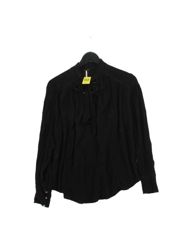 Free People Women's Blouse S Black 100% Rayon