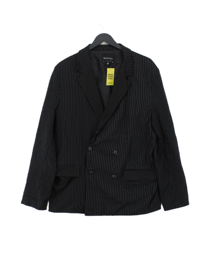 Brave Soul Women's Blazer L Black Viscose with Elastane, Polyamide, Polyester