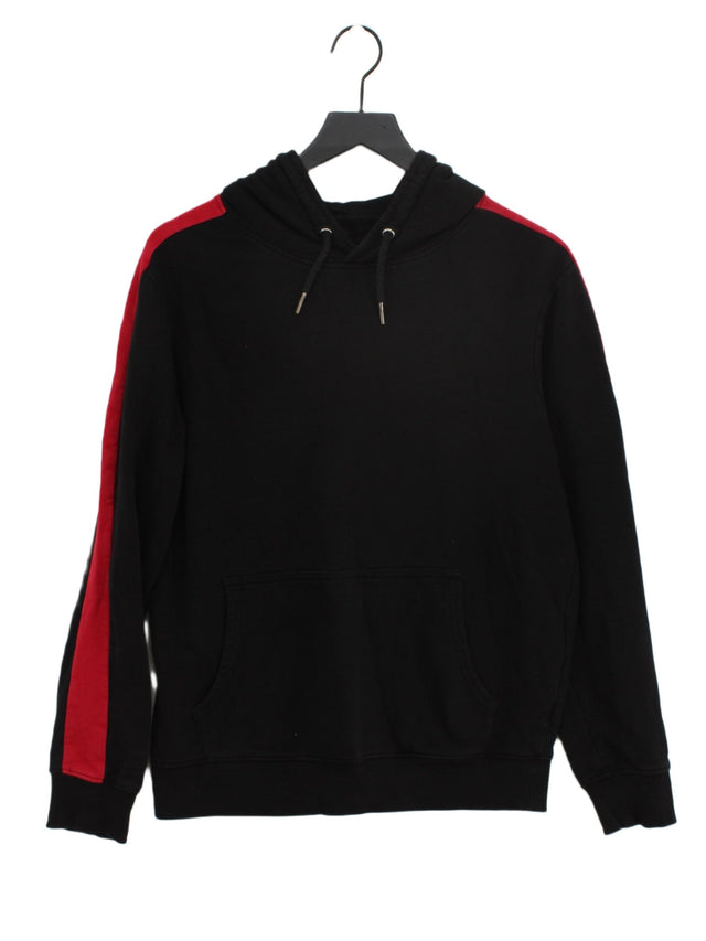 New Look Men's Hoodie S Black Cotton with Elastane, Polyester