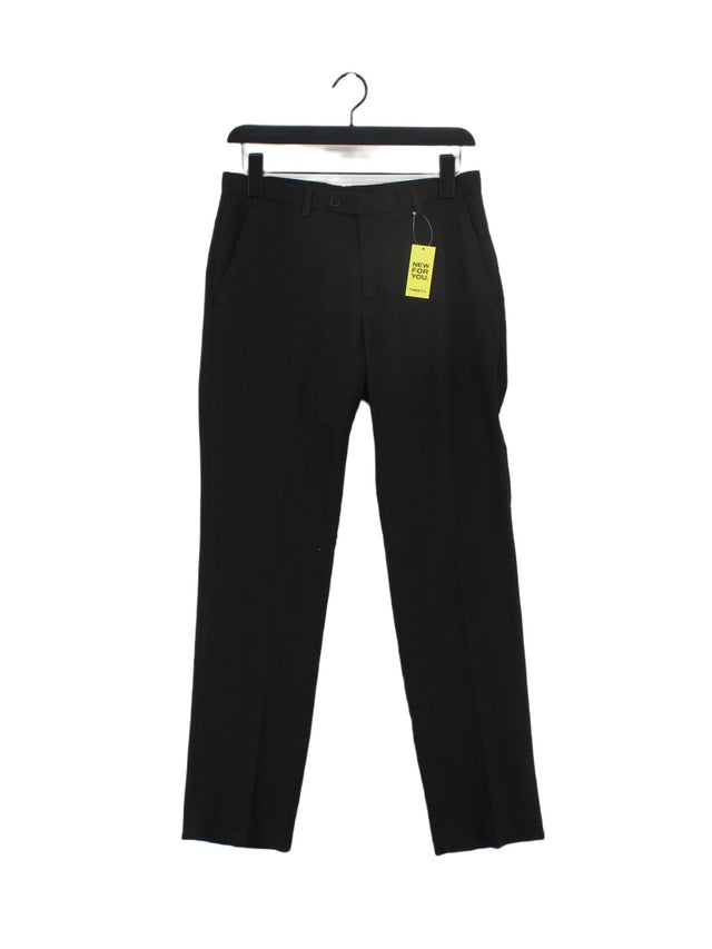 Next Men's Suit Trousers W 30 in Black Polyester with Viscose