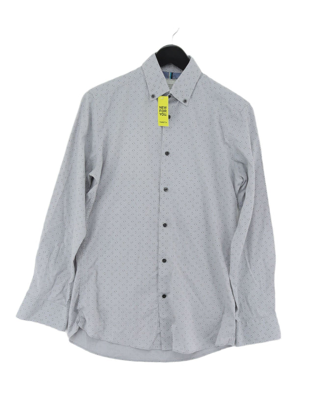 Next Men's Shirt Chest: 37 in Grey Cotton with Elastane, Polyester