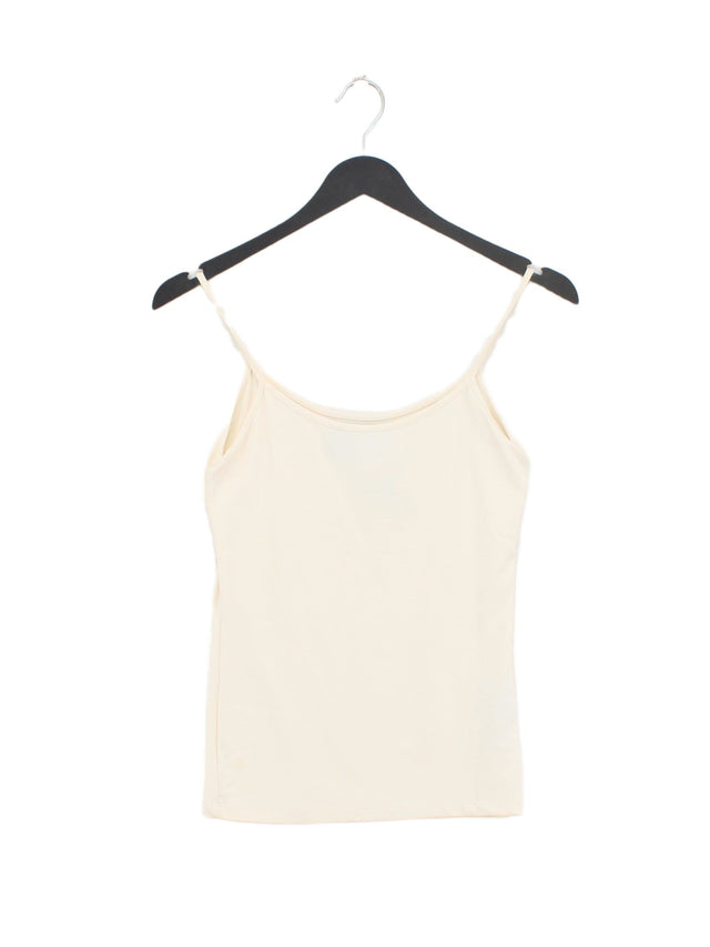 Zara Women's T-Shirt S Cream Polyamide with Elastane