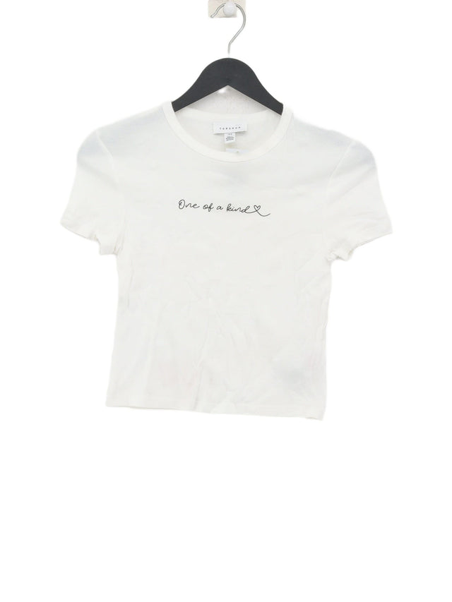 Topshop Women's T-Shirt UK 8 White 100% Cotton