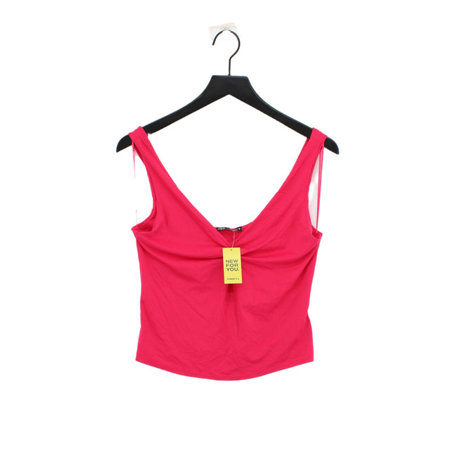 Zara Women's T-Shirt L Pink Polyamide with Elastane