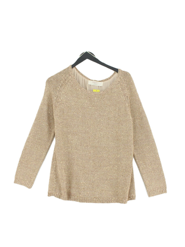 Zara Women's Jumper L Gold Polyester with Acrylic, Cotton, Nylon, Viscose