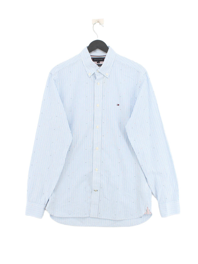 Tommy Hilfiger Men's Shirt S Blue Cotton with Linen