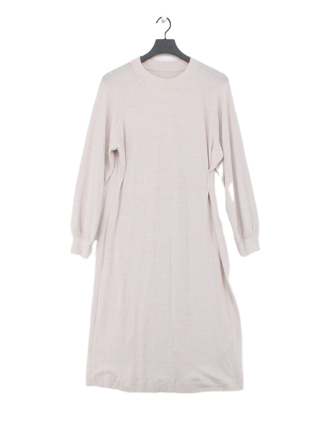 Next Women's Midi Dress UK 16 Cream Elastane with Polyester, Viscose