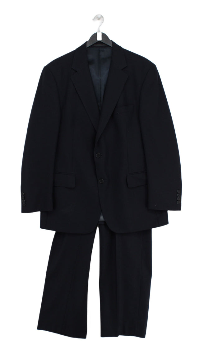 Magee Men's Two Piece Suit Chest: 44 in; Waist: 38 in Blue Wool with Viscose