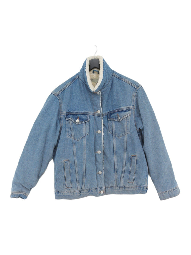 Topshop Women's Jacket UK 12 Blue 100% Cotton