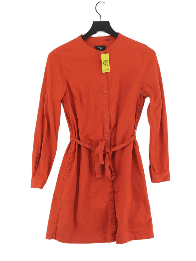 Superdry Women's Midi Dress UK 8 Orange 100% Cotton