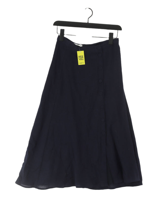 Mango Women's Midi Skirt S Blue Viscose with Wool