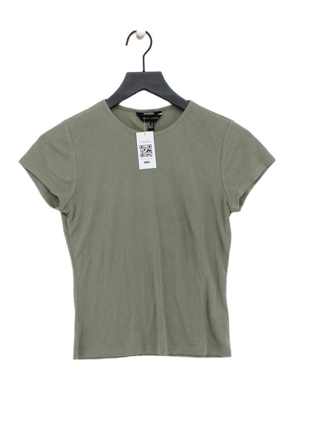 New Look Women's T-Shirt UK 8 Green Polyester with Cotton