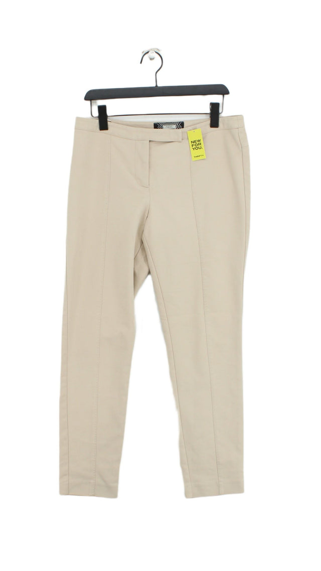 Next Women's Suit Trousers UK 12 Tan Cotton with Elastane, Polyester