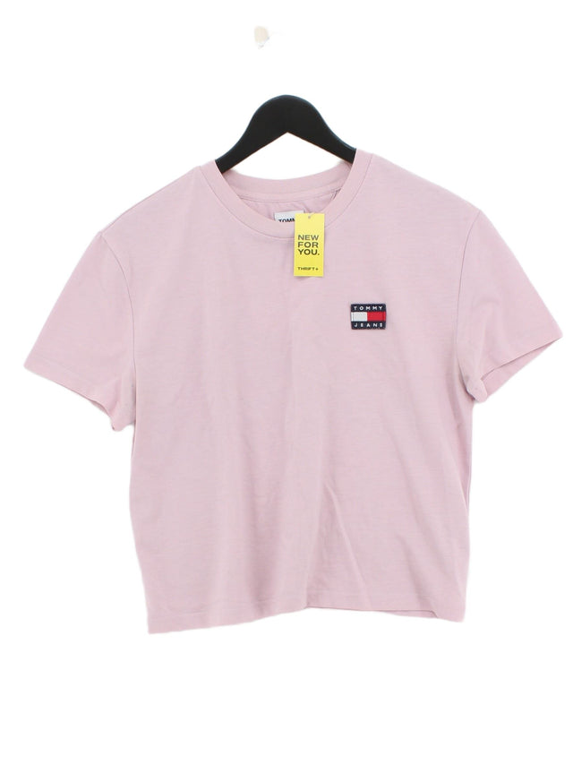 Tommy Jeans Women's T-Shirt M Pink Cotton with Polyester