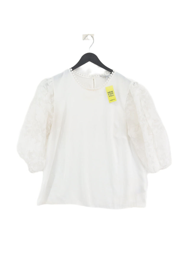 Next Women's Top UK 14 White Polyester with Viscose