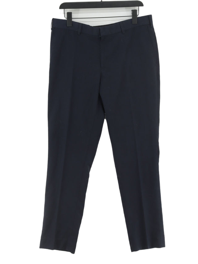 Burton Men's Suit Trousers W 36 in Blue Polyester with Viscose
