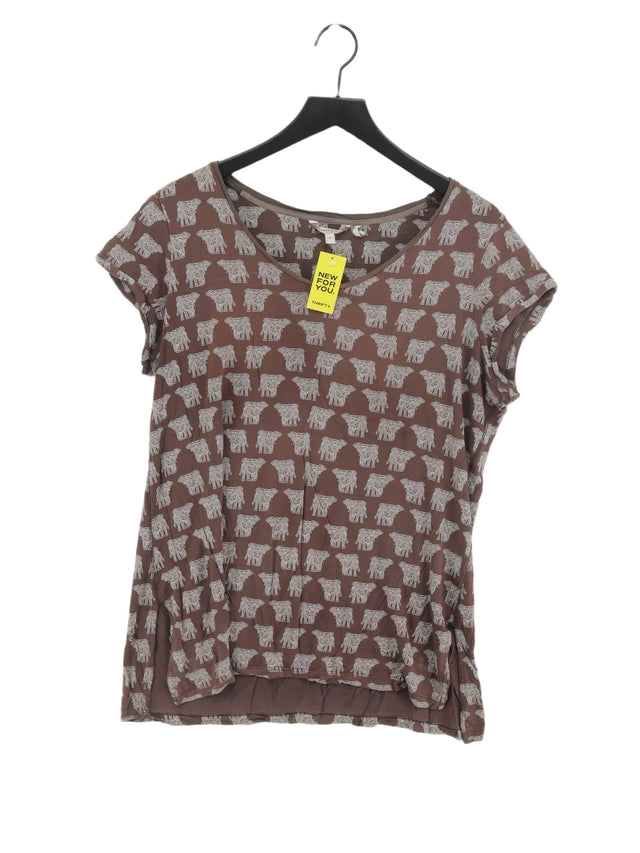 FatFace Women's T-Shirt UK 14 Brown 100% Viscose