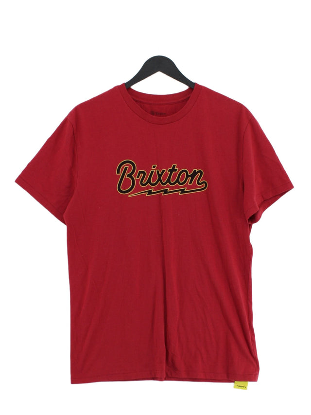 Brixton Men's T-Shirt M Red Cotton with Polyester